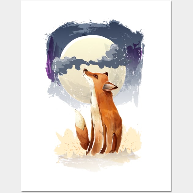 The fox and the moon Wall Art by Dilectum